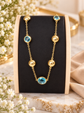 The Thomasina Aura Gold  Necklace Aqua-Blue