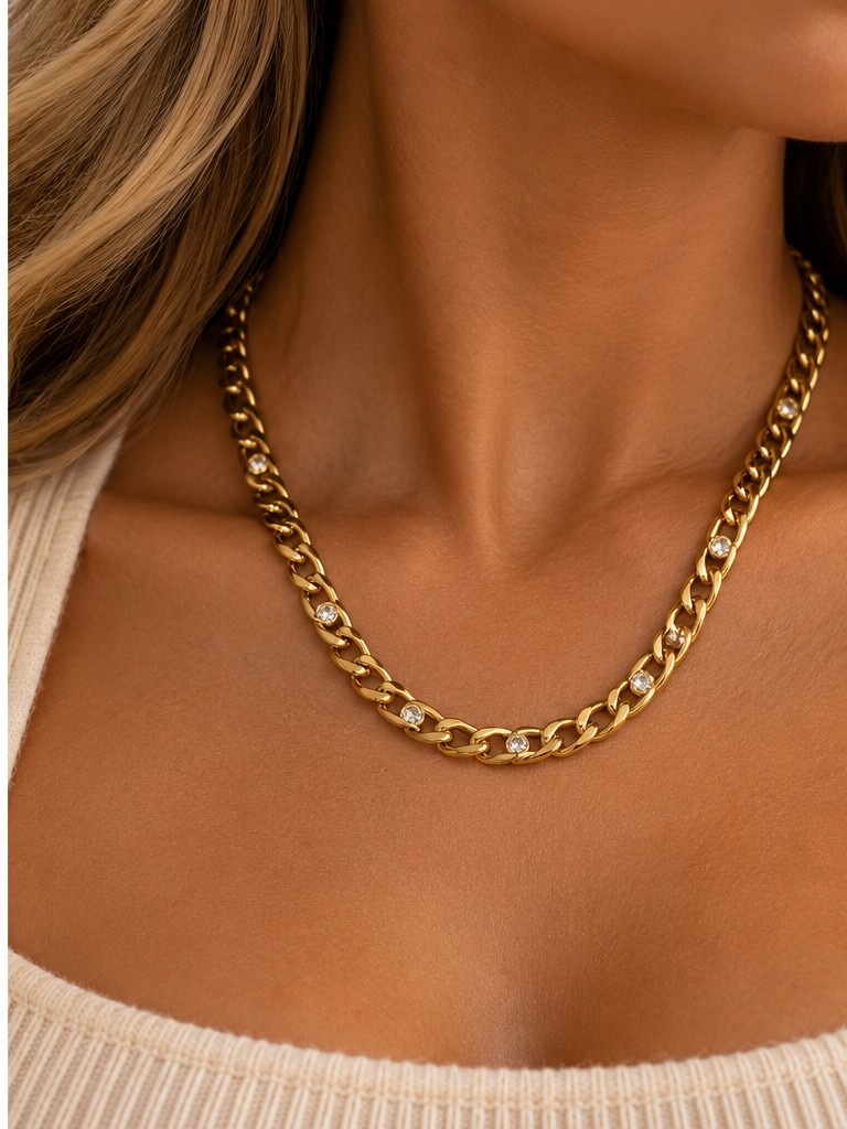 The Celeste Crystal Curb Necklace