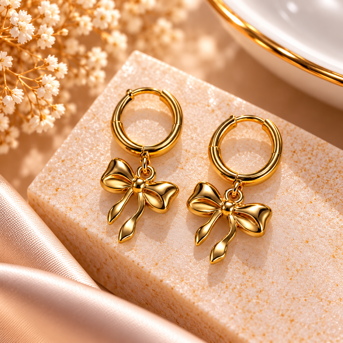 Belle Bow Huggie Earrings