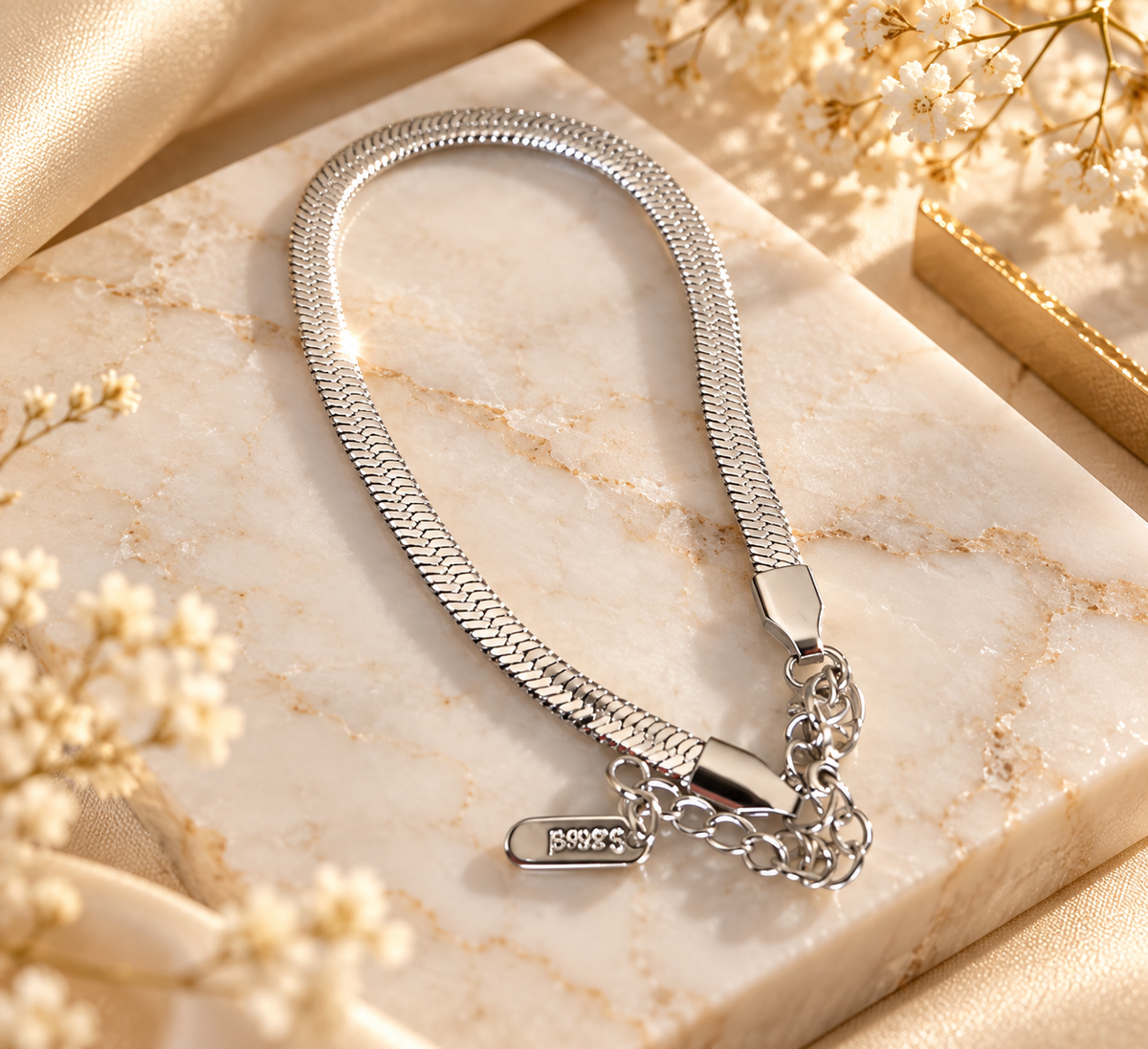 The Sienna Snake Chain Bracelet-Silver