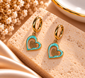 The Rosalie Aqua-Blue Heart Huggie Earrings