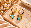 Marina Aqua Heart Huggie Earrings