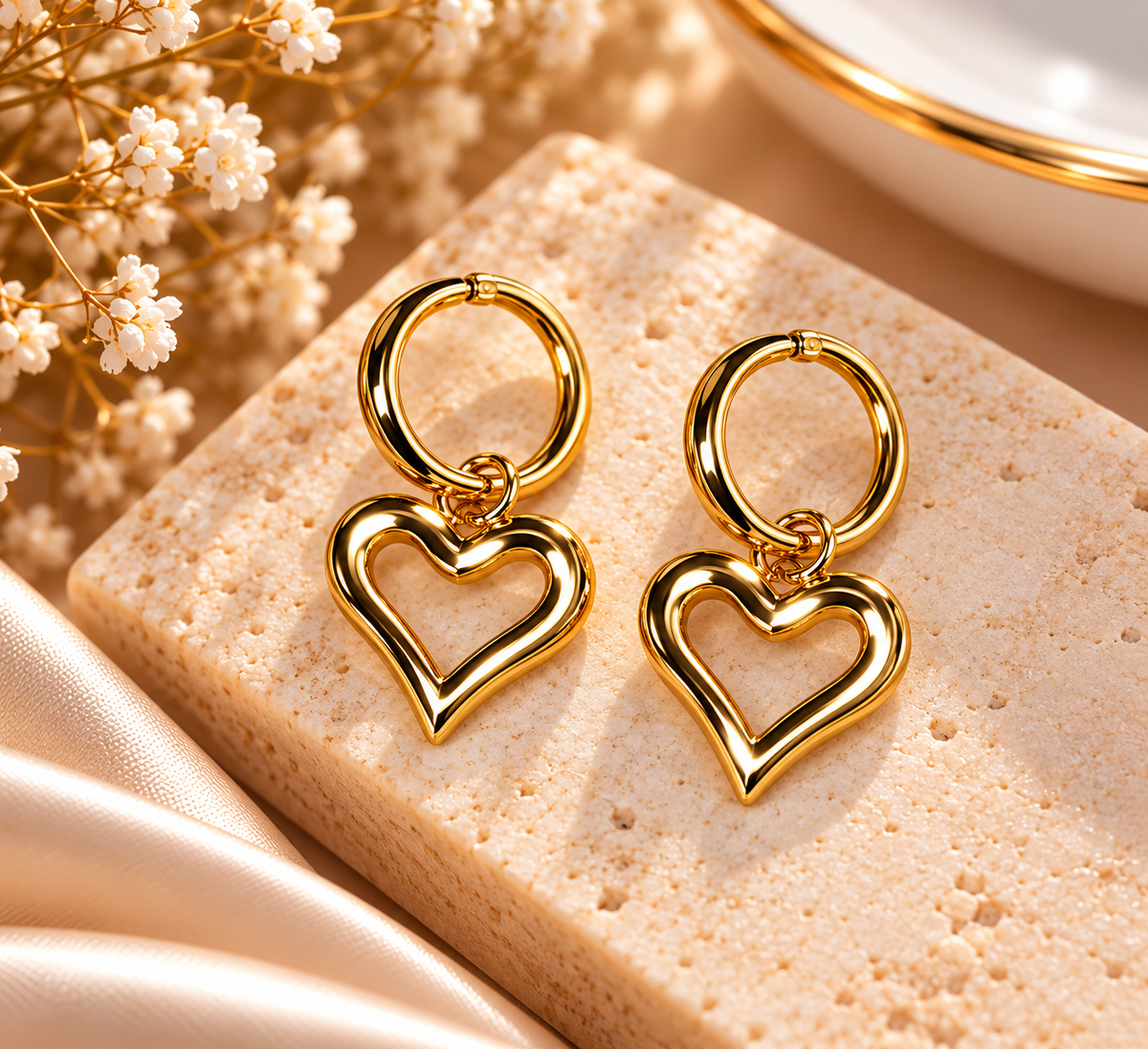 The Evelina Heart Huggie Earrings