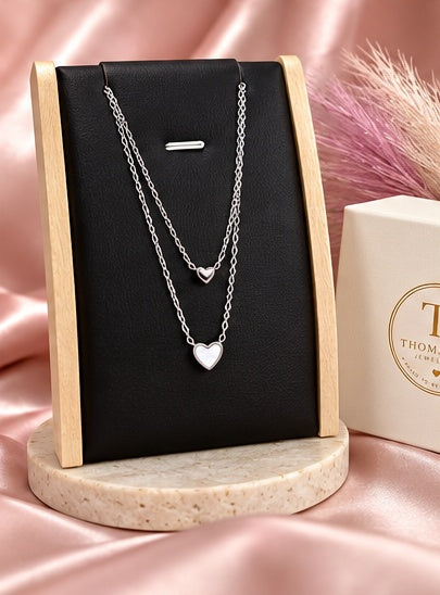Seraphina Double Heart Necklace-Silver