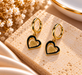The Rosalie Noir Heart Huggie Earrings