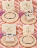 The Elara Stripe Bangle - Silver