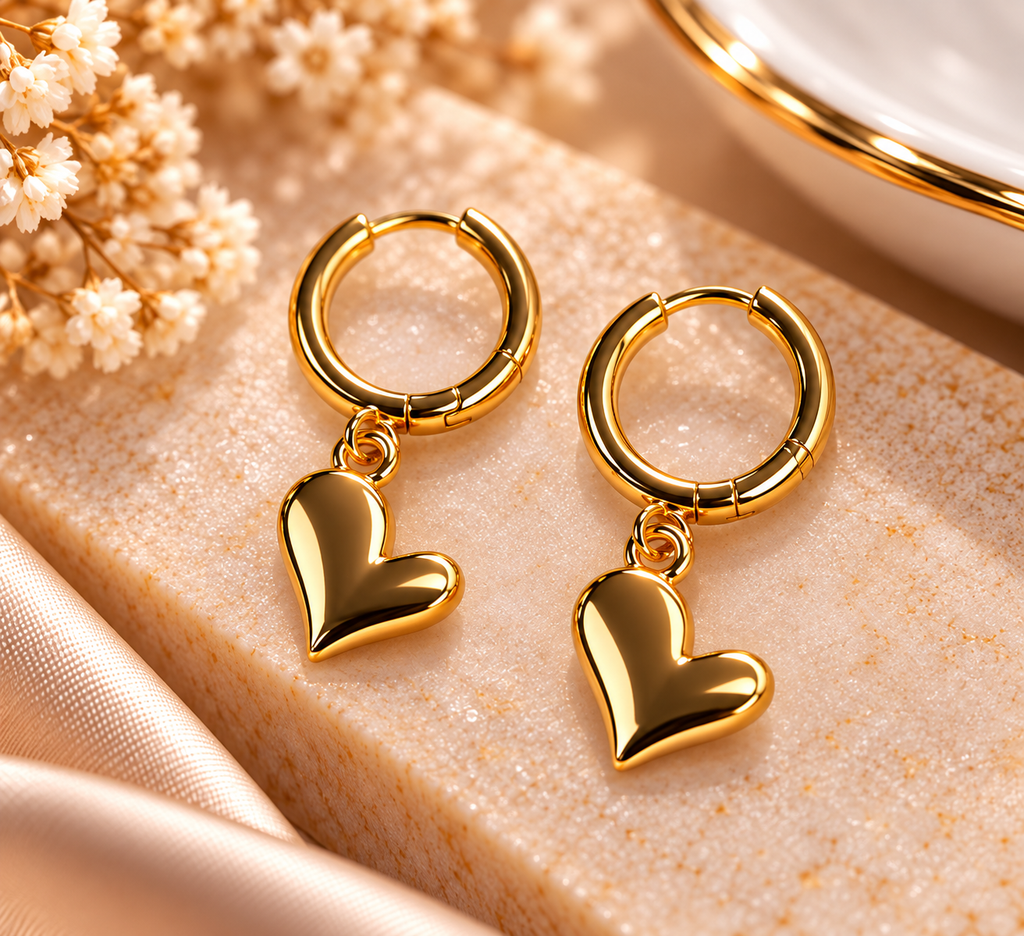 Amara Heart Huggie Earrings