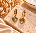 Celeste Ribbed Heart Huggie Earrings